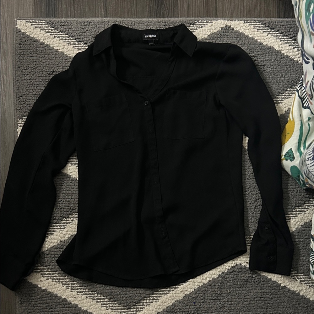 Express Black Button-Down Shirt